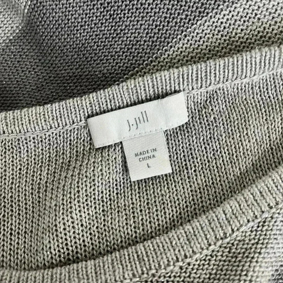 J.Jill Shimmer Striped Linen Blend Bell Sleeve Sweater Size Large L - Picture 7 of 10